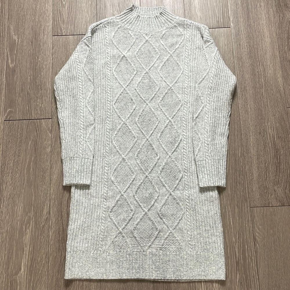 LOFT Cable Sweater Dress Gray XS
